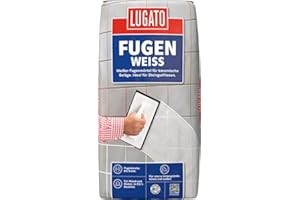 Lugato Fugenmörtel 1 Kg Fugenmörtel Fliesen, Weiß, Keramik, 1-5 mm Fugenbreite, Wasser- und frostbeständig