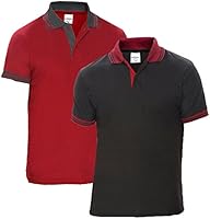 Baremoda Men's Polo T Shirt Black And Maroon Combo Pack of 2 (Large)