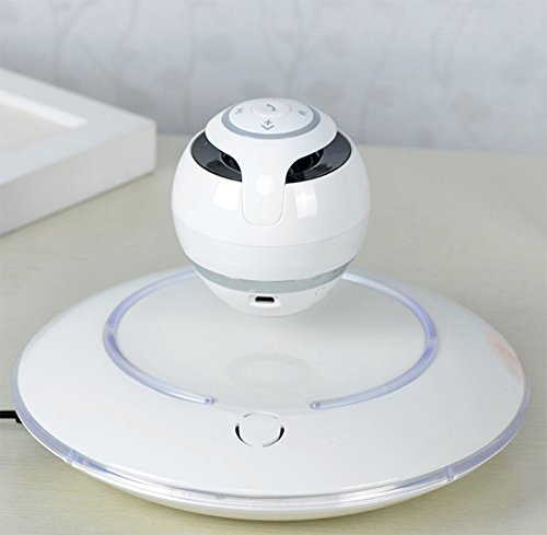 Preisvergleich Produktbild RQINW Portable Mini Wireless Bluetooth Lautsprecher Stereo Magnetic Suspension Verstärker UFO Rotation (Weiß)