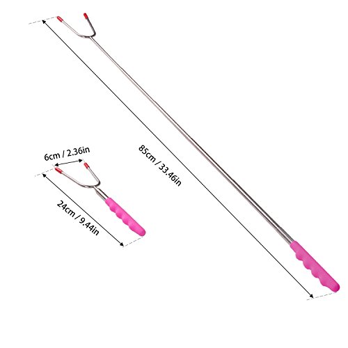 ZeWoo 5 Stück Marshmallow Sticks Bräter Ausziehbar 24-85cm Lange Teleskop Grillspieße für Lagerfeuer Grillspiess Teleskop Grillspieß Braeter Edelstahl mit Marshmallow Einfacher Handgriff Grillfest für Picknick Camping Campfire BBQ Camping Hot Dog Gemüse - 3