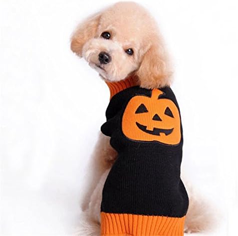 Moonuy Halloween Fashion Comfortable Pet Clothes Festival Dress Sweater Knitwear Pumpkin Printed (XXS, Black)