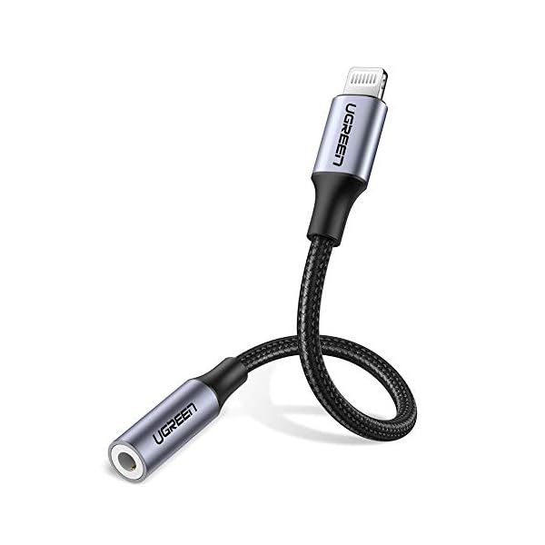 UGREEN Lightning auf 3.5mm Kopfhörer Adapter mit MFI Zertifizierung Lightning Aux Adapter für iPhone 11/11 Pro, iPhone 7/8/ 7 Plus/ 8Plus, Lightning Klinke Adapter für iPhone XS/XS Max/XR, Aluminum