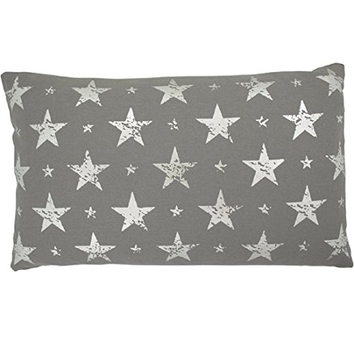 Mars & More - Kissen Sterne - Silber - Grau - 50 x 30 cm - inkl. Füllung - 100 % Baumwolle