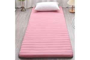 XDone Floor Mattress Single Thickened 5cm, Soft Futon Mattress Japanese Tatami Mat Portable Roll Up Mattress Folding Sleeping Bed Pad for Home Camping Couch (Pink,90x190cm)