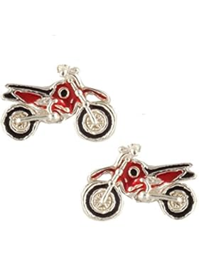 Janusch Ohrstecker Motorrad 925 Sterling-Silber, rot emalliert