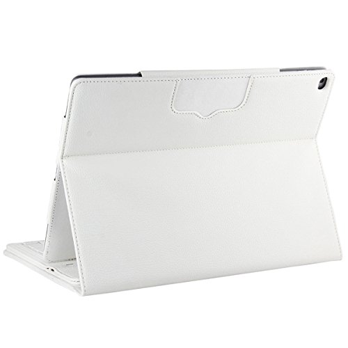iPad Pro Bluetooth Tastatur Hülle Fall Keyboard Case Magnetisch Abnehmbare Versteckte drahtlose Wireless Bluetooth Tastatur-hülle intelligente Kasten-Halter PU-lederner Foliostandplatz-Abdeckung Litschi Getreide für Apple iPad Pro 12,9 Zoll 2015 Ausgabe (Weiß) - 6