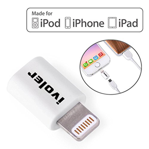 iVoler Lightning auf Micro USB Adapter mit Schlüsselring, [3 Stück] Micro USB auf 8 Pin Lightning Konverter Stecker, Laden und Synchronisieren für iPhone 7/ 7 Plus/ 6/ 6s/ 6 Plus /5 5s 5c, iPad Pro/ iPad Air/ iPad mini und andere Geräte des Ios – Weiß - 7