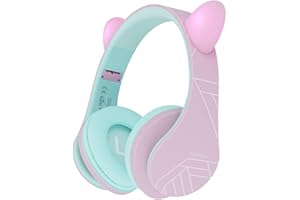 PowerLocus Auriculares para niños, Auriculares Bluetooth para niños, con 85DB Volumen Limitado, Auriculares Plegable con micrófono, Micro SD Slot, Auriculares Inalámbricos y con Cable, con Estuche