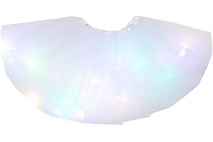 QINMMSPORTS Jupe tutu pour femme - Lumière LED - Robe de princesse - Étoiles lumineuses - Décoration à paillettes - Jupe tutu - Jupe en tulle - Pour danse, fête, carnaval