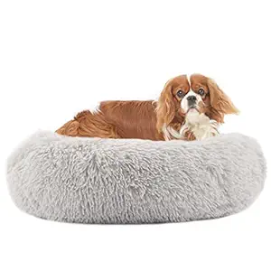 Maycarco Dog Calming Bed, Donut Cat Comfortable Cushion, Pet Ultra Soft Plush Self Warming Beds, Waterproof Machine Washable Cuddler- Improve Sleeping Puppy Beds for Medium and Small Dogs Cats