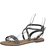 Obermaterial: Leder Tamaris 1-1-28186-32 Damen Sandaletten,Sandalen,Sommerschuh,bequem,flach,Touch-IT,Pewter Glam,38 EU