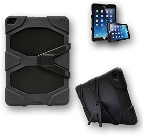 Heavy Duty -DEFENCE Extreme Case / Shock Proof Cover / Hard Builders case for the Apple iPad 2, 3 & 4 / IPAD AIR / IPAD AIR 2 / IPAD MIN 1,2,3 WITH STYLUS PEN By RS Accessorize (IPAD AIR 2, BLACK)