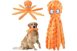 Shengxi Juguetes de Pulpo para Perros, Juguetes Chirriantes para Perros con Papel Arrugado, Juguetes interactivos para Masticar con Perro sin Relleno para Perros Pequeños y Medianos Que Juegan