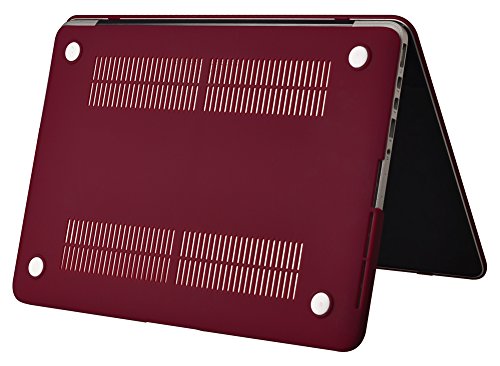 Topideal matte Soft-Touch-Hartschutzh  lle f  r Apple 13  Macbook Pro 33 8  cm mit Retina Display Modell A1425 A1502   ohne CD-ROM-Laufwerk  weinrot