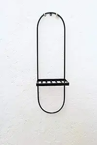 GIG Handicrafts Modern Iron Wall Pot Stand Without Planter (20 cm x 22 cm x 65 cm, Black)