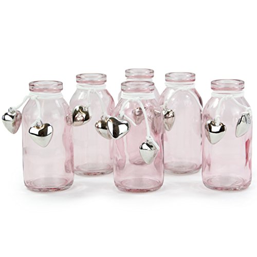 Glasflasche Lilou H10,5cm 6 Stück Glasvase Dekovase Tischdeko Rosé