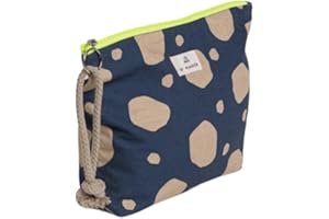 MY WANDER Neceser Mujer de Tela para Maquillaje y Viajes - Bolsa de Aseo Plegable con Forro Impermeable - Bolso de Mano con Cremallera Fluor y Cordón - 20x28x6cm - Fabricado en España