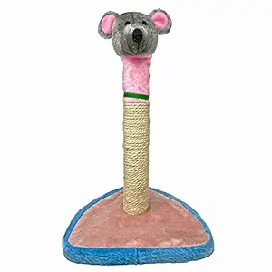 JUSTY PAWS Cat Scratching Post Cat Activity Scratcher with Mouse Shape Toy