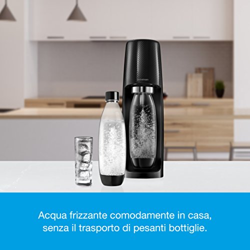 SodaStream Easy Wassersprudler zum Sprudeln von Leitungswasser, macht aus Leitungswasser Sprudelwasser – ohne schleppen. mit 1 Zylinder und 1L PET Flasche (BPA frei); Farbe: schwarz - 10