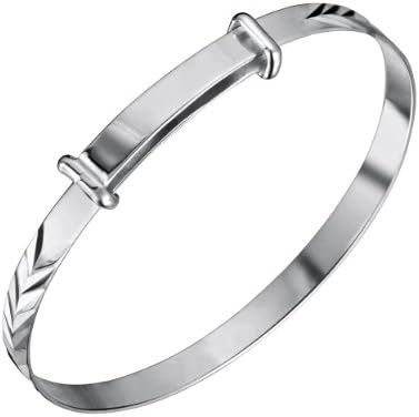 Jo Expanding Sterling Silver Pattern Baby Bangle 45mm