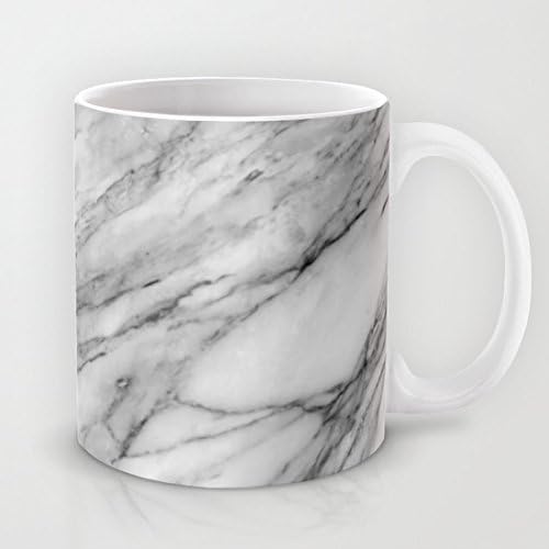 QoiueoF Carrara Marble White Mugs - 11 ounces