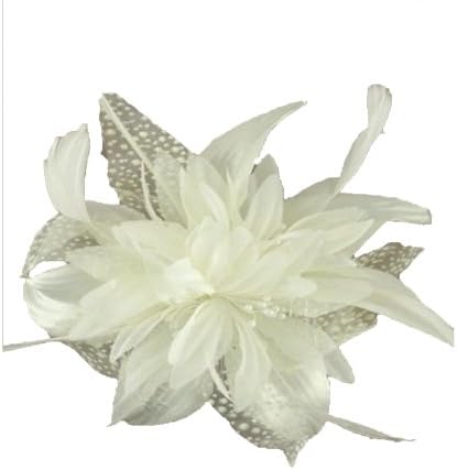 Flower Net and Feathers Fascinator On A Comb Wedding Races 9 Colours (Cream)