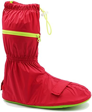 Knixmax Women Girls Waterproof Shoes Cover Thicken Rubber Sole Slip-Resistant Rain Snow Boots Reusable Washable Over Shoes For Outdoor, Camping, Fishing, Garden