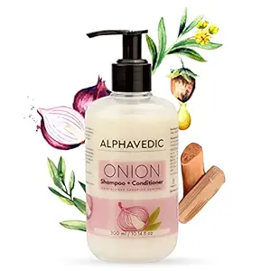 Alphavedic Onion Shampoo + Natural Conditioner For Dandruff Control, Smooth And Shiny Hair, Hair Fall Control, 300ml
