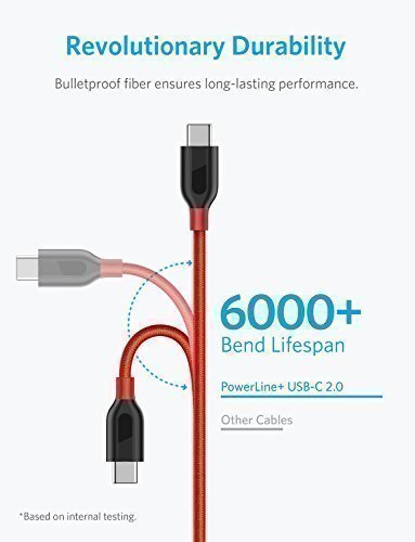 USB Type C Cable, Anker [2 Pack] PowerLine+ USB C to USB A 2.0 Cable, 6ft, for Galaxy S8, S8+, S9, MacBook, Sony XZ, LG V20 G5 G6, HTC 10, Xiaomi 5 and More(Red)