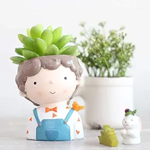Garden Basket Creative Cartoon Cute Boy Resin Succulent Plant Flower Pot Nursery Home and Garden Decor Desktop Ornament