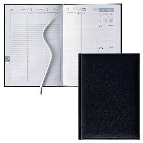 Preisvergleich Produktbild Lediberg Buchkalender Wochenplaner 2019 1 Woche = 2 Seiten schwarz