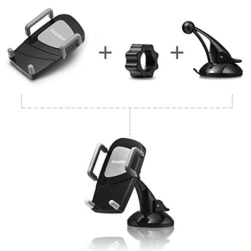 iVoler Porta Cellulare Auto, Universale Supporto Auto Smartphone Car Mount per Cruscotto & Parabrezza con Ventosa **Forte Sticky** 360 Gradi di Rotazione per iPhone X / 8 / 8 Plus / 7 / 7 Plus / 6(s) / 6(s) Plus / SE / 5s / 5, Samsung Galaxy S9 / S9+ / S8 / S8+ / S7 / S7 Edge / S6 / S5 / J5 / A5, Asus Zenfone 3 / 4, Huawei, Google Nexus, LG, Nokia, Blackberry, Xiaomi, Lenovo, HTC, GPS, MP3 Player e Altro 50-100mm larghezza