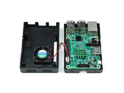Raspberry Pi 3B Black ABS Case Enclosure Box With Mini Cooling Fan And Heatsink Kit,2 Aluminum Heatsink For CPU and LAN IC Topside and 1 Copper Heatsink For DDR IC Bottom Side - 4