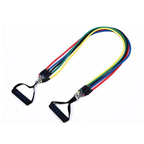 Delmkin Fitness Expander-Set Body Tube Sportgeräte 11-teiliges Set Ideal für Home Fitness – Regenbogenfarben - 2