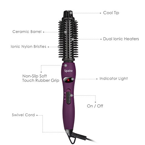 Spaire Stylingbürsten Elektrische Ionisch Nylon Borsten 4 in 1 Lockenbürste Anti – Verbrühen Keramische Haarbürsten Temperaturregelung und Schnelle Heizung (Lila) - 4