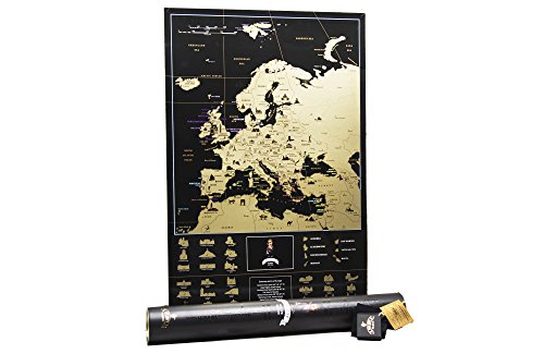MyMap Negra rubbel Mapa de Europa  rubbel Mapa de Europa Deluxe Edition  Mapa del Mundo para Frotar Libre  Mapa del Mundo para freirubbeln  Scratch Off World Map  rubbel Tarjeta (Black 68 x 47)