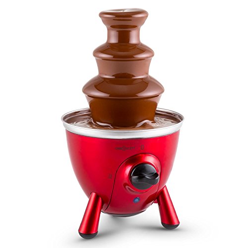 oneConcept Cioccolata di Trevi Schokobrunnen Partybrunnen für Schokolade (60W Leistung, 2 Betriebsmodis, verstellbare Standfüsse, Gehäuse und Turm aus Edelstahl, 3 Etagen) rot - 4