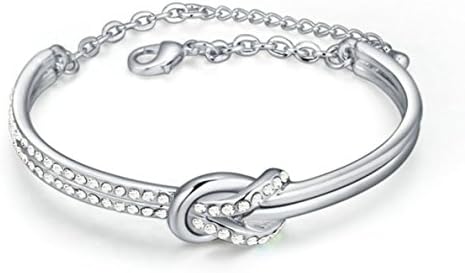 Jasmineees Jewellery 18K Gold Plated Women's Bracelet with Crystal Fashion Charm Bracelet for Women & Girl White