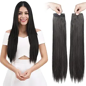 Sanas Hair Extensions 1pc Wig For Women Girls hair Accessories Fake hair For Girls Artificial Hair Long Hair Wig For Women Straight Hair Extensions Duplicate hair For Women Long Hair Dark Brown