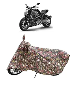 Amexride Bike/Scooty Body Cover for Ducati Diavel Along with Water Repellent/UV Rays Protection and Dust Proof with Superior Polyester Fabric (Jungle)