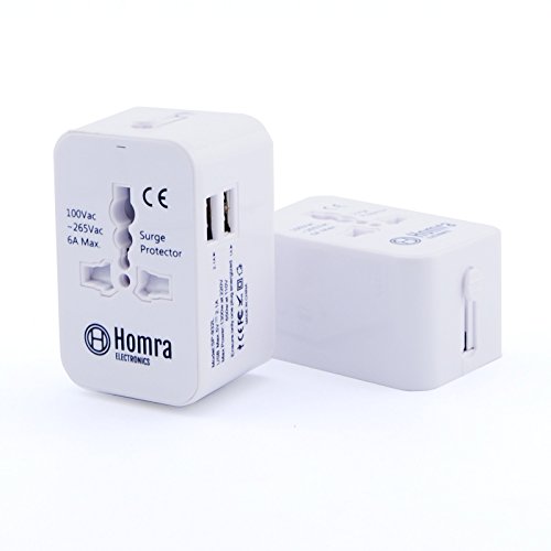 Preisvergleich Produktbild HOMRA - Universal-Reiseadapter - Reisestecker - Steckdosenadapter mit 2 USB-Anschlüssen