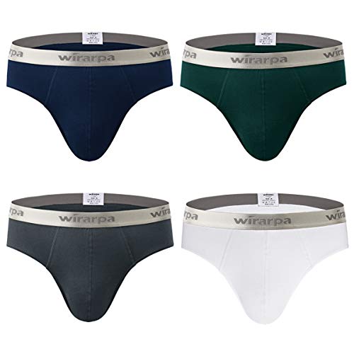 wirarpa Calzoncillos Slips para Hombre Pack de 4 95% Algodón Elástica Talla L