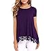 Produktbild Ears Frauen Freizeit Tunika beiläufige Sweatshirt Retro Strickjacke Mode Fitness läuft Sommer Yoga Oberteil Spitze Bluse Tops Oansatz Kurzarm lose Spitze Patchwork Tops Tunika Bluse