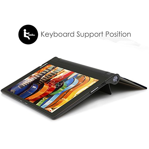 Forefront Cases® Lenovo Yoga Tablet 3 Pro 25,6 cm (10,1 Zoll QHD) Convertible Tablet-PC / Yoga Tab 3 Pro YT3-X90 10.1 Leder Hülle Schutzhülle Tasche Smart Case Cover Stand – Ultra Slim Lightweight mit vollem Geräteschutz – inkl. Eingabestift - 3
