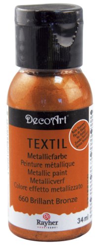Rayher Hobby 38509660 Metallic-Stoffmalfarbe, Flasche 34 ml, brilliantbronze