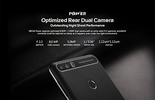 LEAGOO KIICAA POWER - 5 pollici Android 7.0 Smartphone 3G con batteria 4000mAh, fotocamere triple (5MP + 5MP + 8MP), Quad Core 1.3GHz 2GB di RAM 16GB Impronta digitale - Nero