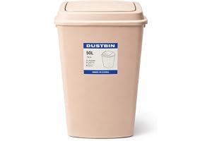 50L Plastic Dustbin with Push Lid, Large Capacity Garbage Bin for Kitchen, Home & Office, Durable & Easy to Clean – Beige | سلة مهملات بلاستيك 50 لتر بغطاء ضغط للمطبخ والمنزل
