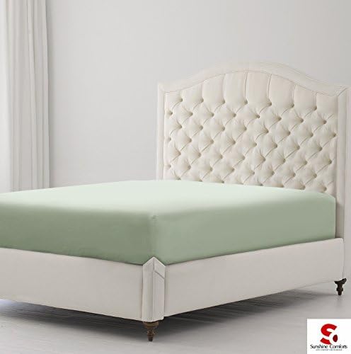 Sunshine Comfort® Percale Cotton Rich 180 Thread Count Non Iron 25cm Fitted Bed Sheets (Single, Duck Egg)