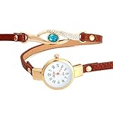 Armbanduhr, Mädchen Quarzwerk PU Armband Strass Uhren(Braun)