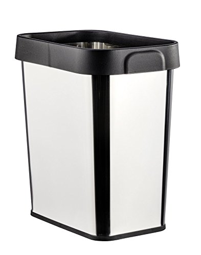 Wenko 22154100 Universal-Abfalleimer eckig, Fassungsvermögen 12 L, Edelstahl, glänzend, 19 x 29,5 x 32 cm